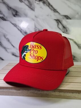 Bass Pro Shops Red Mesh Trucker Hat. Adjustable